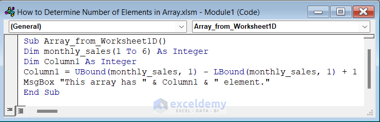 Determining Number of Elements in 1D-Array from Worksheet