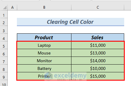 Cell Color Clearing by Use of Excel VBA