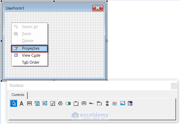 Changing Properties of UserForm to Create a Search Box in Excel with VBA
