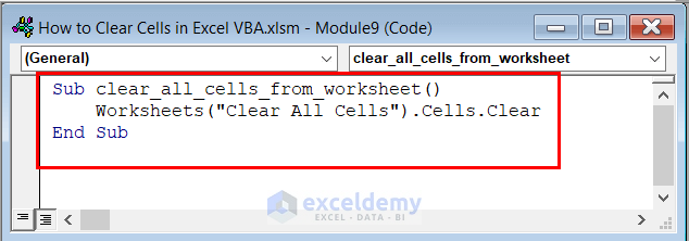 Using VBA to Clear All Cells in Excel Workbook