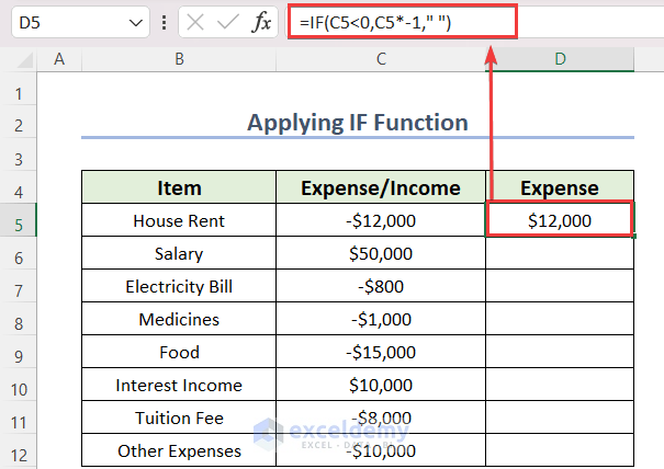 Excel Formula If Cell Contains Negative Number