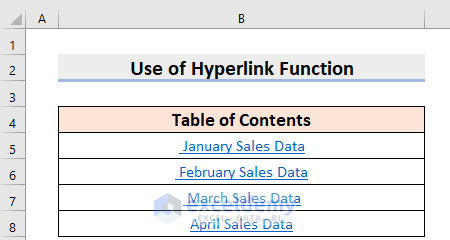 How to Create Table of Contents in Excel