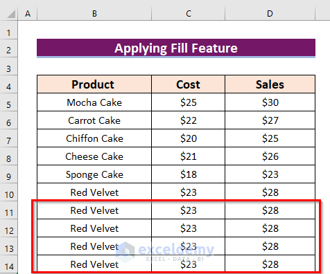 How to Repeat Rows in Excel at Bottom