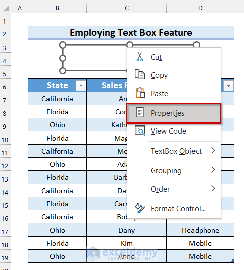 Changing Properties of Text Box to Create a Search Box in Excel with VBA