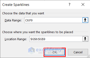 Inserting Sparklines in Excel