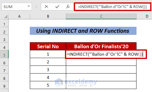 Using INDIRECT and ROW Functions 