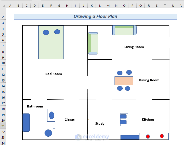 How to Draw Engineering Drawing in Excel (2 Suitable Examples)