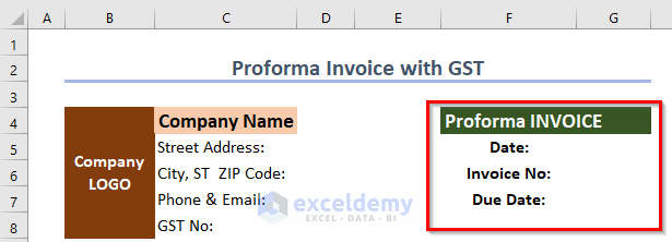 Add Invoice Information for Proforma Invoice with GST