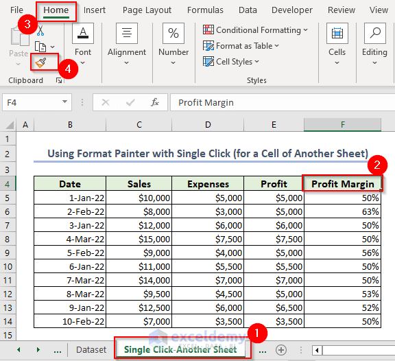 Use Format Painter with Single Click to Copy Formatting in Excel