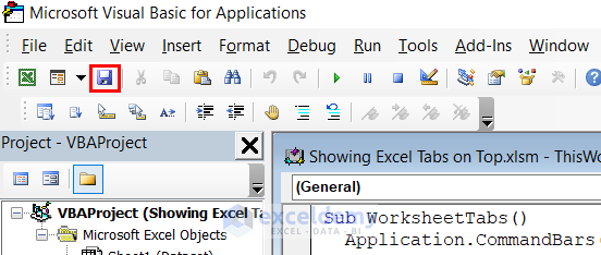 Using VBA to Put Excel Tabs on Top of Worksheet