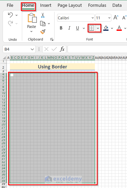Drawing Walls to Scale Using Borders in Excel