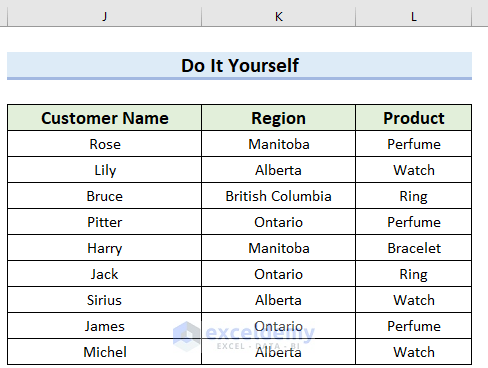 Practice Section of How to create a Filtering Search Box for your Excel Data
