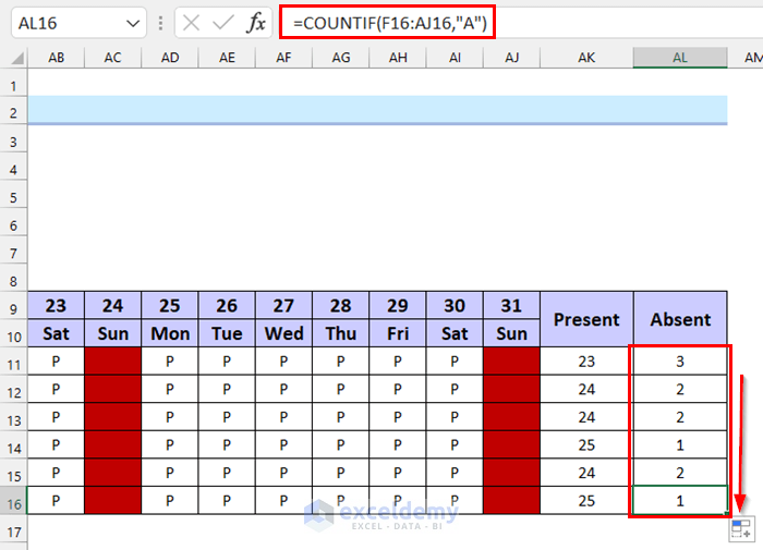 Counting Total Working Days