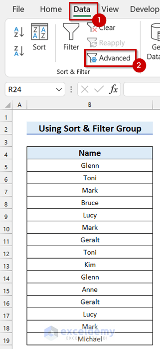 Selecting Advanced Filter to Create List of Unique Values in Excel