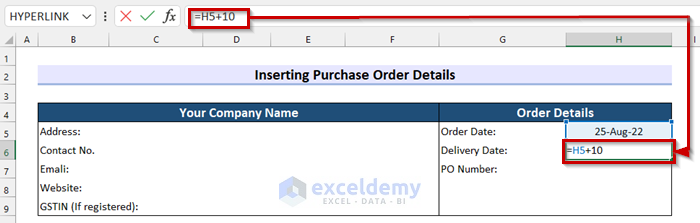 Delivery Date in GST Purchase Order Format in Excel