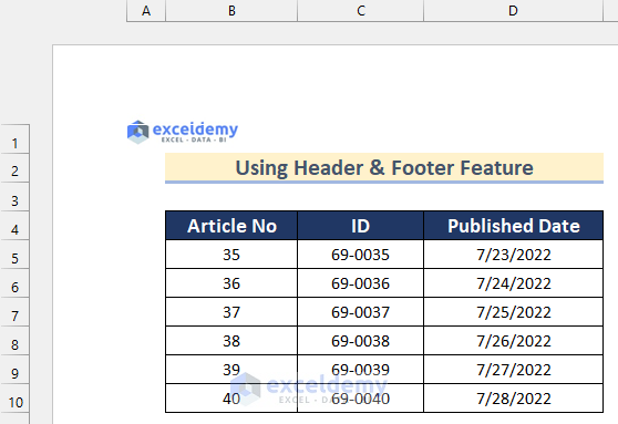 Using Header & Footer Feature to Insert Logo in Excel Header