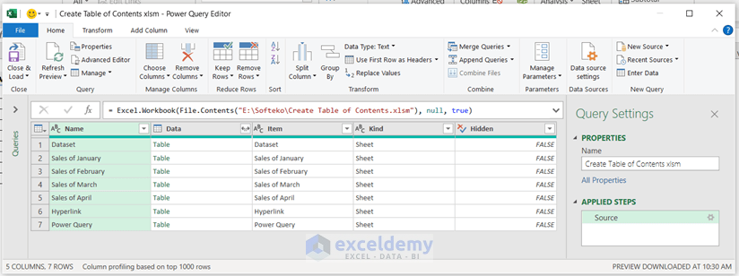 How to Create Table of Contents in Excel