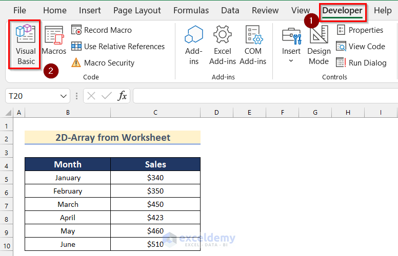 Calculating Number of Elements in 2D-Array from Worksheet