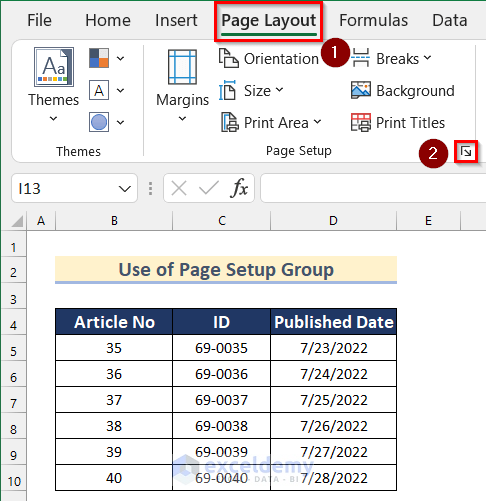 Use of Page Setup Group to Insert Logo in Excel Header