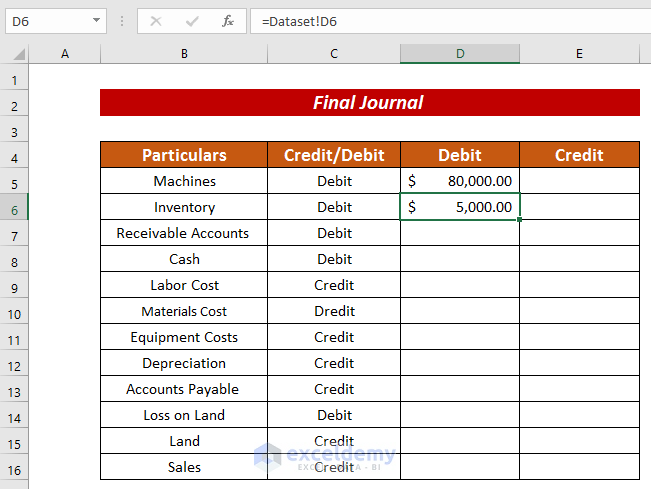 How to Make Journal Entries in Excel