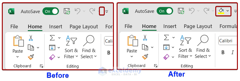 Add the Fill Color Icon to the Quick Access Toolbar in Excel