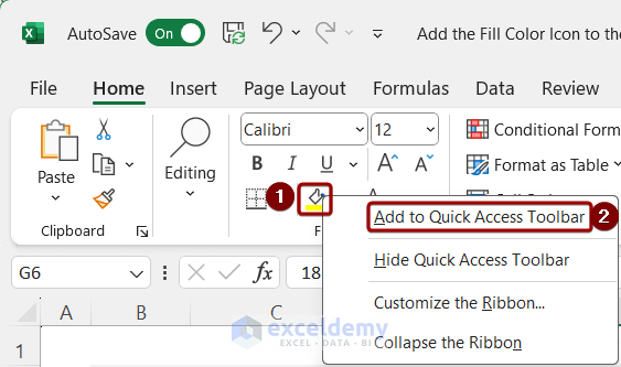 Add an icon from the context menu of the ribbon
