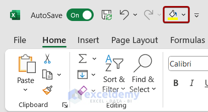 Fill color icon has been added to the worksheet