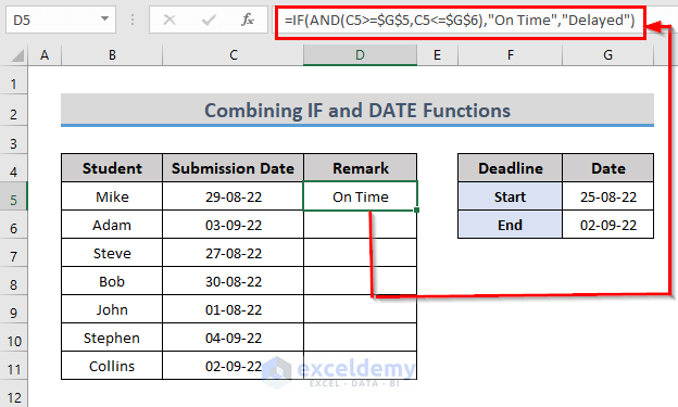 Apply IF formula with AND Logic as One DAte is Greater Than Another in Excel