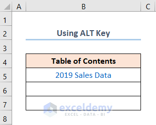 Automatically Create Table of Contents in Excel Using ALT Key
