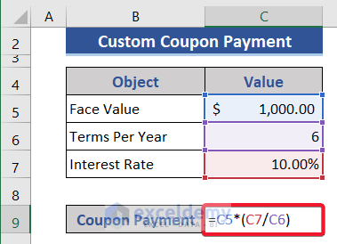 Custom Coupon Payment Calculation