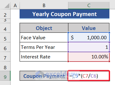 Calculate Yearly Coupon Payment