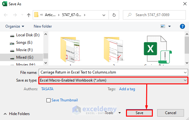 Save the Excel as .xlsm File