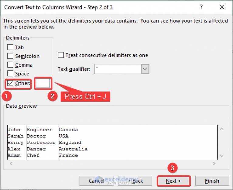 Remove Carriage Return In Excel With Text To Columns