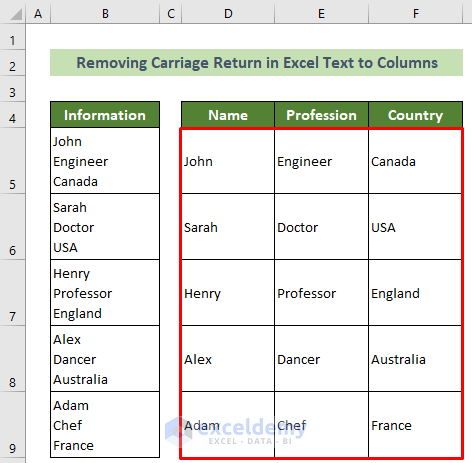 Removed Carriage Return in Excel Text to Columns