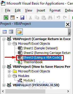 Microsoft Visual Basic for Applications window