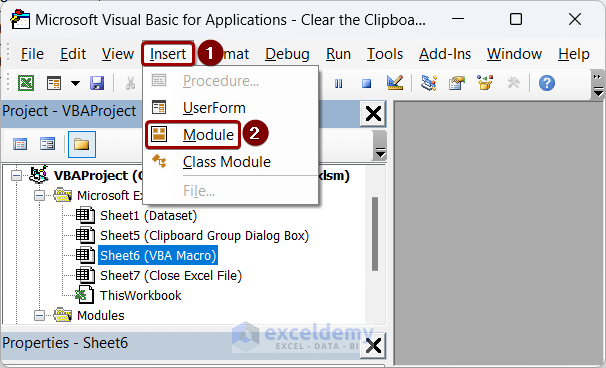 Open a new module in the VBA