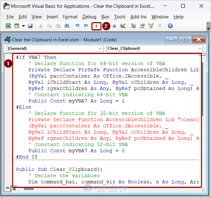 Run the VBA code