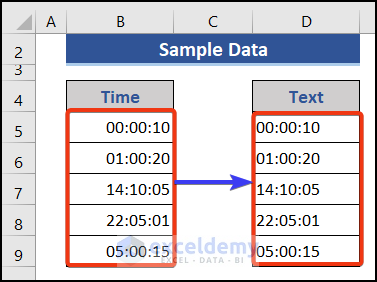 Convert time to text in Excel