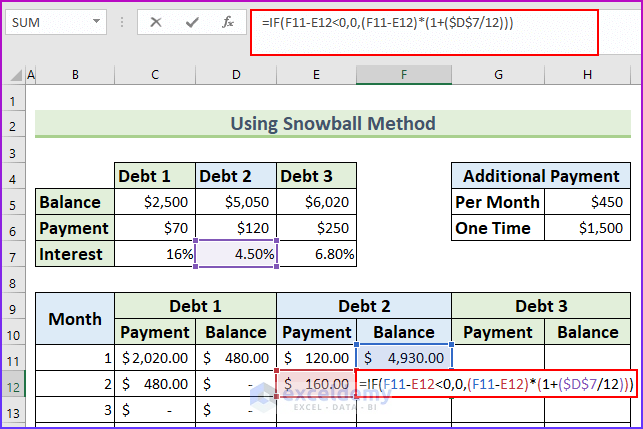 Create Credit Card Payoff Calculator Excel Snowball 11