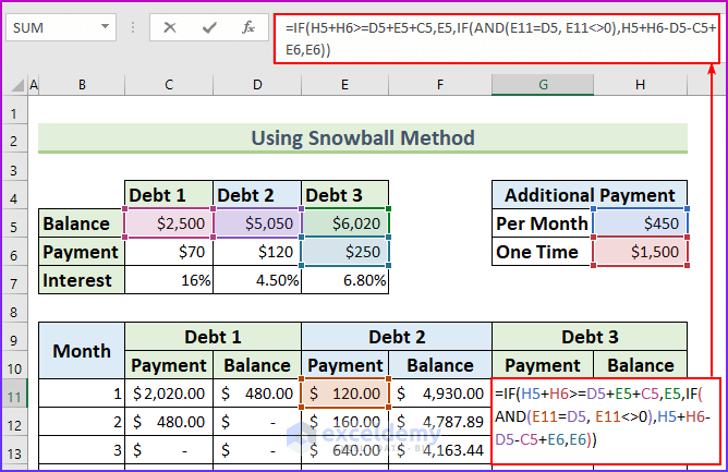 Create Credit Card Payoff Calculator Excel Snowball 13