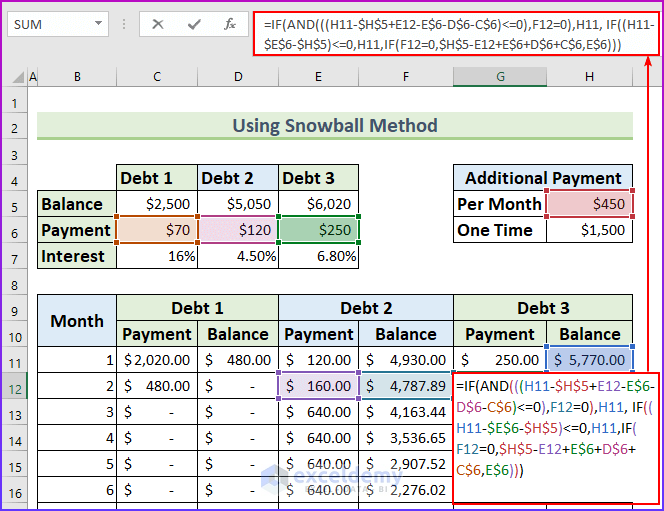 Create Credit Card Payoff Calculator Excel Snowball 15