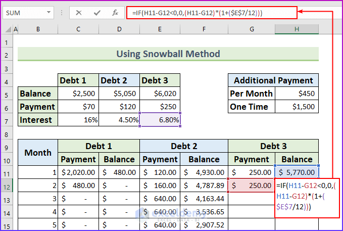 Create Credit Card Payoff Calculator Excel Snowball 16