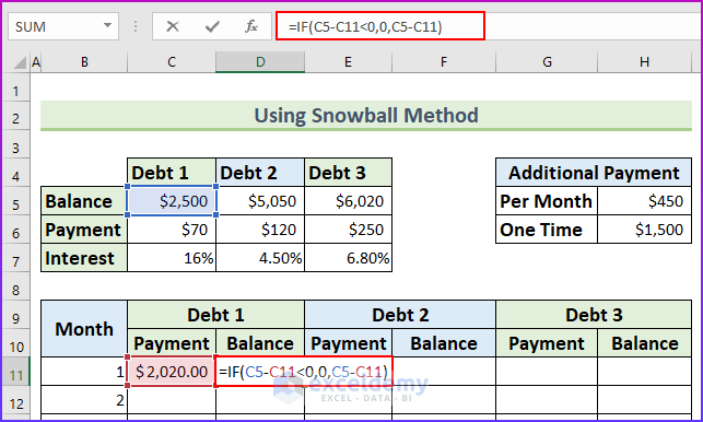 Create Credit Card Payoff Calculator Excel Snowball 4