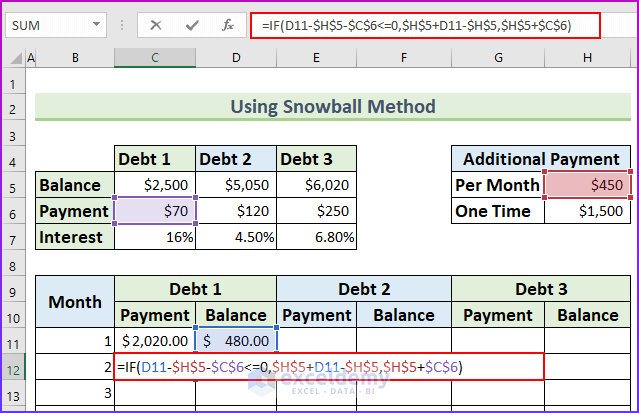 Create Credit Card Payoff Calculator Excel Snowball 5