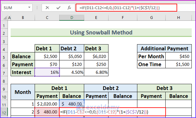 Create Credit Card Payoff Calculator Excel Snowball 6