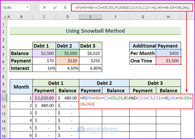 Create Credit Card Payoff Calculator Excel Snowball 8