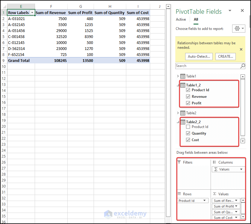 Relationship detected in pivot table field for duplicate values