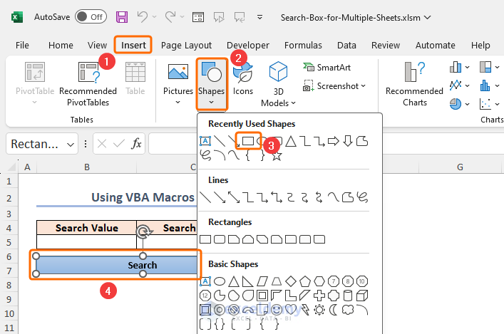 Create a Search Box in Excel for Multiple Sheets 