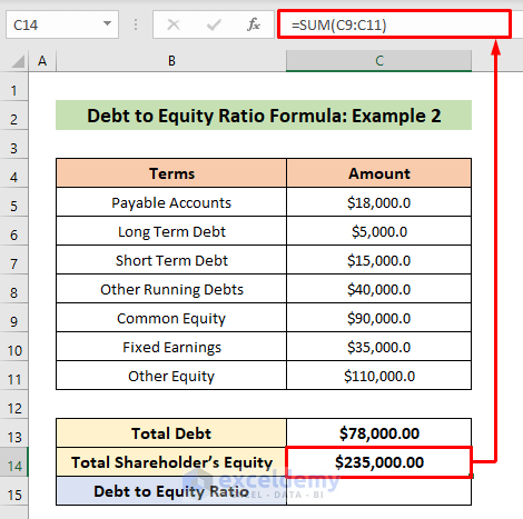 How to Use Debt to Equity Ratio Formula in Excel