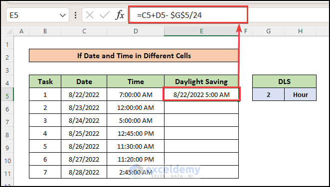 Using Formula to Get DLS Time and Date in Same Cell
